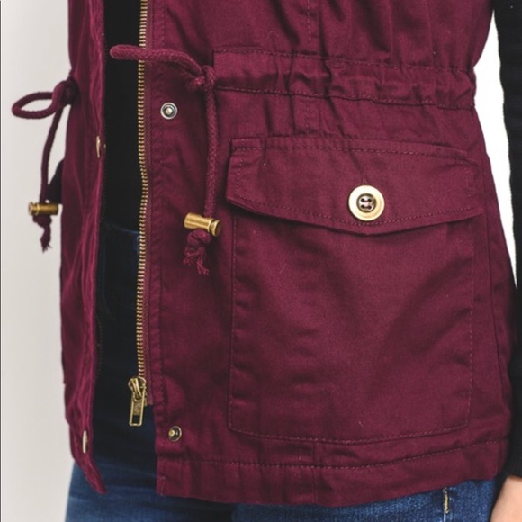 LAST 1 🔘 utility vest cinch waist jacket mulberry - Picture 4 of 8